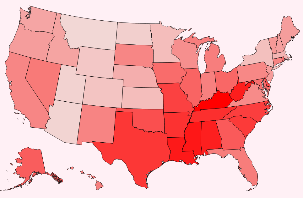 Screenshot of a student-built D3 data visualization about Obesity and Food, created for Temple University CIS 3755 Information Visualization.